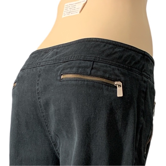 MICHAEL KORS Black Denim Embellished with Gold Hardware Zippers Size 14 - Picture 9 of 15